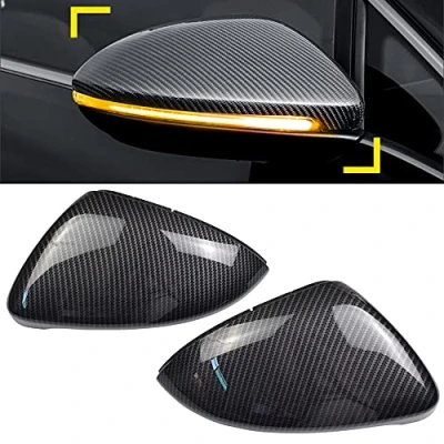Abbildung von 1 Paar Spiegelkappen Links Rechts Seitenspiegel Abdeckkappen für Golf MK7 7.5 GTI 7 R T ouran L (Kohlefaser)