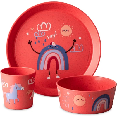 Abbildung von KOZIOL Kindergeschirr Set &quot;Kleiner Teller + Schale Becher CONNECT DREAMS&quot;, (Set, 3 tlg.), 100% melaminfrei &amp; recycelbar, CO² neutral in Deutschland produziert