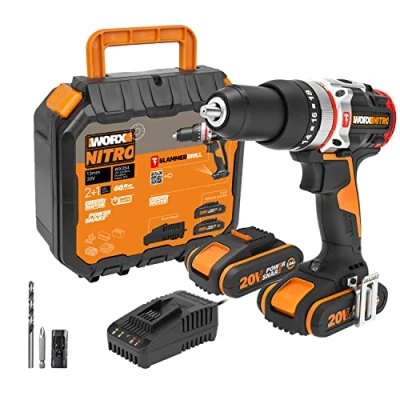 Abbildung von Worx Akku Schlagbohrmaschine &quot;WX354&quot;, (Set), bürstenloser Motor, 18+1+1 Drehmoment, 60Nm, inkl. 2 Akkus &amp; Ladegerät