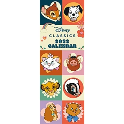 Abbildung von Disney Classics Retro Kalender 2022 Monatsansicht, schmaler Wandkalender 15 cm x 42 Offizielles Lizenzprodukt