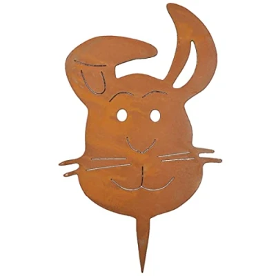 Abbildung von Rostikal Osterdeko Deko Frühling Hase 15 x 11 cm für Baumstamm Hasenkopf Edelrost Gartendeko