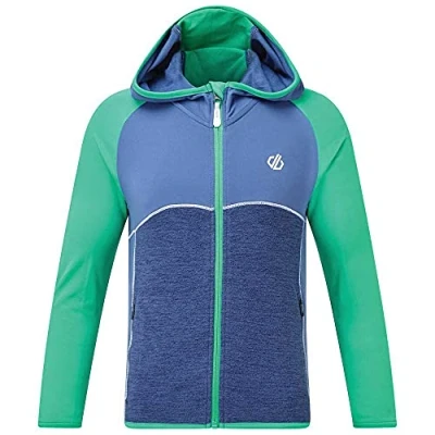 Abbildung von Dare 2b Kinder Hasty Core Stretch Lightweight Warm Backed Quick Drying Full Zip Jacket Dehnbare Mittelschicht, VividGreen/DarkDenim, 5 6