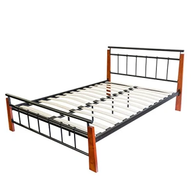 Abbildung von Homestyle4u 609, Metallbett 140x200 Bettgestell Mit Lattenrost, Schwarz Braun