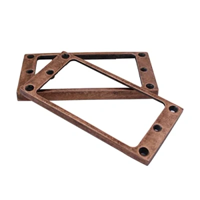 Abbildung von Guyker Flat Metal Humbucker Pickup Mounting Ring Set Bridge Neck Pickups Cover Frame Replacement Part for Electric Guitar or Precision Bass(2PCS, bronze)