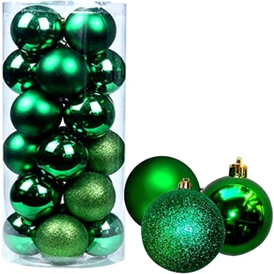Abbildung von 60 mm/6 Stück Weihnachtskugeln, bruchsicher, dunkelgrün, Weihnachtsbaumschmuck, Kugel, Ornamente, Kugeln, Weihnachtsdekoration, Urlaubsdekoration, glänzend, matt, glitzernd