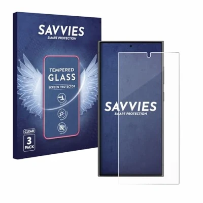 Abbildung von Savvies Panzer Schutz Glas für Samsung Galaxy S24 Ultra (3 Stück) 9H Hartglas, Anti Fingerprint, Displayschutz