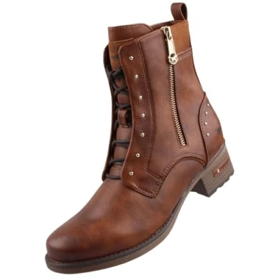 Abbildung von Mustang Cowboy/Bikerstiefelette, Damen, Größe: 37, Cognac Schuhe