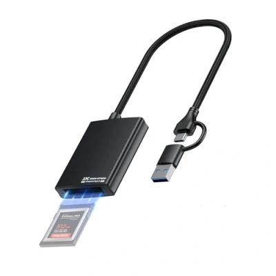 Abbildung von JJC CFexpress Typ B Kartenleser USB 3.2 Gen2 10Gbps, C A 2 in 1 Externer Schreiber, Tragbarer Aluminium Speicherkarten Adapter für i Phone 15 Android MacOS Windows