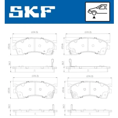 Abbildung von SKF VKBP 81107 A Bremsbelagsatz mit akustischer Verschleißwarnung MAZDA: 323 F 6, Premacy, 626 V Limousine