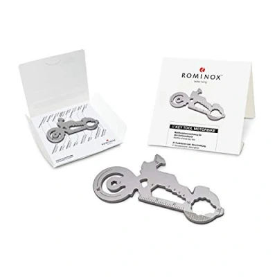 Abbildung von Geschenkartikel: ROMINOX Key Tool Motorbike, 21 Funktionen, Keytool Schlüsselanhänger Motorrad, Bike, Edelstahl Multitool, Funktionsbeschreibung, Multifunktionswerkzeug, Einkaufswagenlöser