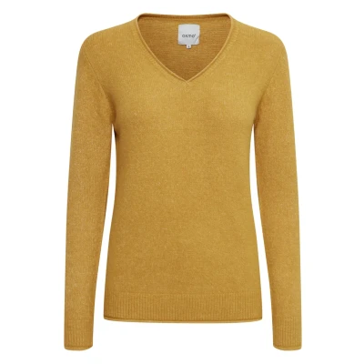 Abbildung von Oxmo Oxilva Strickpullover Honey mustard Melange, Damen, Größe: Large, melange
