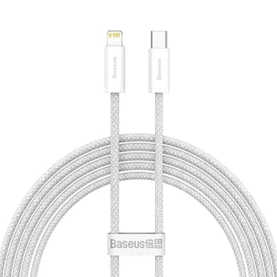 Abbildung von Baseus 20 W PD USB C auf Lightning Schnellladekabel, 2 Meter Länge, Weiß