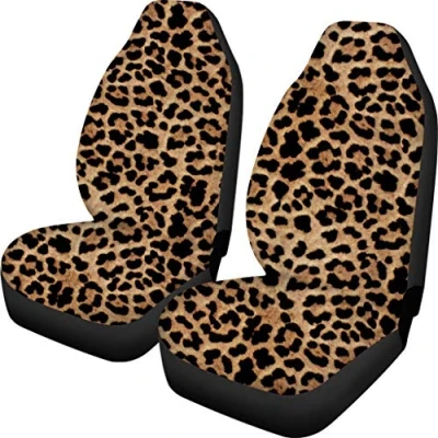 Abbildung von Woisttop Leopard Autositzbezug staubdicht Schutz Haustier Kissen Fall Muster 2 teiliges Set Fahrzeug Auto Zubehör Universal Fit LKW Mehr Autos