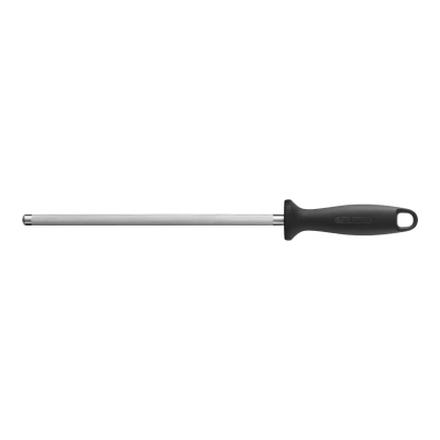 Abbildung von ZWILLING Wetzstahl/Wetzstab, verchromt, Klingenlänge 26 cm, Ergonomischer Kunststoffgriff mit Aufhängeöse, Schwarz [Made in Germany]