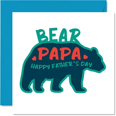 Abbildung von Stuff4 Süße Vatertagskarten für Papa Bär herzliche Karte von Sohn, Tochter, Vatergeschenk, 145 mm x