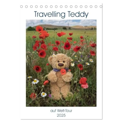 Abbildung von Travelling Teddy auf Welt Tour (Tischkalender 2025 DIN A5 hoch), CALVENDO Monatskalender