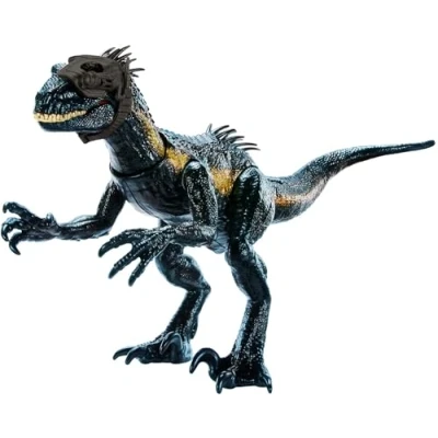 Abbildung von Mattel JURASSIC WORLD Track &#039;N Attack Indoraptor Hybrid Dinosaurier, schimmernde Details, Kopfbedeckung, Brüllgeräusche, Augmented Reality, für Kinder ab 4 Jahren, HKY12