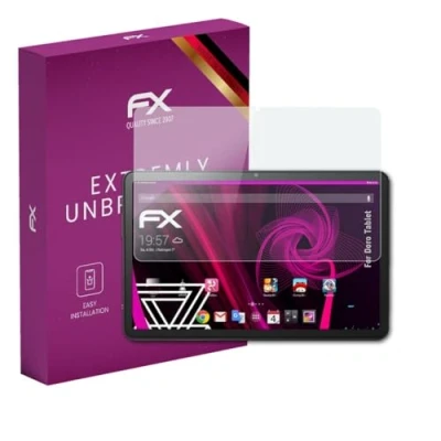 Abbildung von atFoliX Glasfolie kompatibel mit Doro Tablet Panzerfolie, 9H Hybrid Glass FX Schutzpanzer Folie