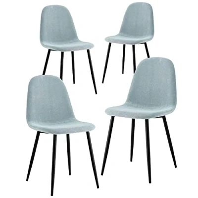 Abbildung von BRIGROS La voglia di fare WeHome 4er Set Stoff Bella Stuhl, Metallbeine und Stoffsitz, geeignet für Zuhause, Küche, Wohnzimmer, Wartezimmer, Büro, Bar (Zeder, Metall, Stoff)