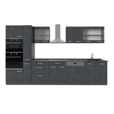 Abbildung von Vicco Küchenzeile R Line, Schwarz Beton/Anthrazit, 350 cm, AP Anthrazit