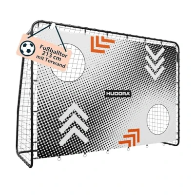 Abbildung von HUDORA Fußballtor Trainer mit Torwand I Robustes Outdoor Tor für Kinder &amp; Erwachsene Tormauer Zwei verstärkten Schusslöchern wetterfestes Training Freizeit Arrow
