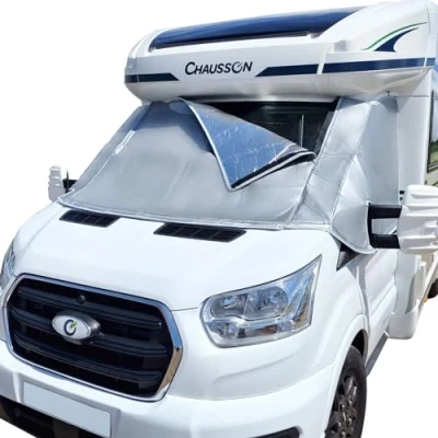 Abbildung von Außen Thermofenstermatte Silber Thermoschutz Abdeckung für Ford Transit 2015 2025 MK8 &amp; MK9 Außenisoliermatte Wohnmobil Sonnenschutz