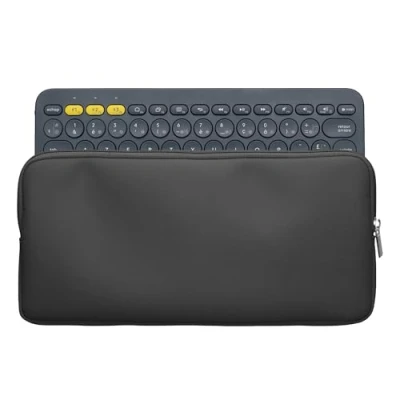 Abbildung von kwmobile Bluetooth Tastatur Cover kompatibel mit Logitech K380 Hülle Nylon Schutzhülle für Keyboard Tasche Zipper Dunkelgrau