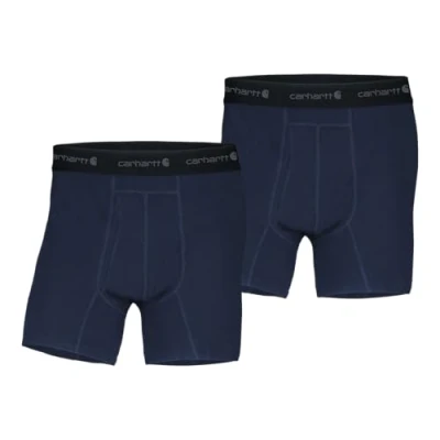Abbildung von Carhartt Herren Cotton Blend 5&quot; 2 Pack Boxer Brief Retroshorts, Marineblau, Large