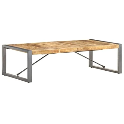 Abbildung von vidaXL Raues Mangoholz Couchtisch Industriestil Beistelltisch Wohnzimmertisch Sofatisch Kaffeetisch Teetisch Tisch 140x70x40cm Stahl