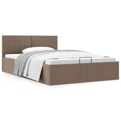 Abbildung von vidaXL Stauraumbett Hydraulisch Polsterbett Doppelbett Bett Schlafzimmerbett Stoffbett Bettrahmen Bettgestell mit Stauraum Taupe 140x200cm