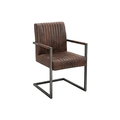 Abbildung von riess ambiente Freischwinger BIG ASTON vintage braun / grau, Esszimmer · Microfaser Armlehne Industrial
