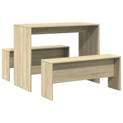 Abbildung von vidaXL Essgruppe 3 tlg. Esstisch und Bank Set Sonoma Eiche Holzwerkstoff, (1 tlg)