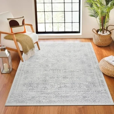 Abbildung von Surya Marrakech Vintage Teppich orientalischer Wohnzimmer, Esszimmer, Schlafzimmer Boho Teppich, Kurzflor für einfache Pflege Groß 160x216cm in Creme