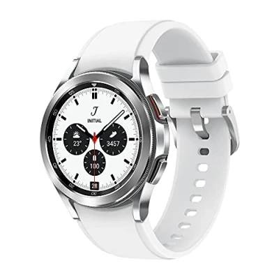 Abbildung von Samsung Galaxy Watch4 Classic, Runde LTE Smartwatch, Wear OS, drehbare Lünette, Fitnessuhr, Fitness Tracker, 42 mm, Silver