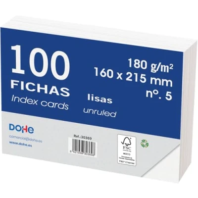 Abbildung von Dohe 30369 Karteikarten, blanko, weiß, 180 g, Nr. 5, 160 x 215 mm, 100er Pack