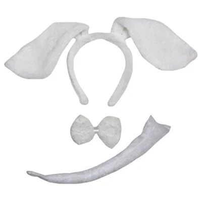Abbildung von Petitebelle Stirnband Bowtie Schwanz Kostüm für Erwachsene Einheitsgröße Hund Weiß