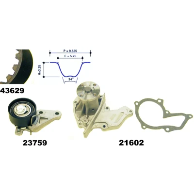 Abbildung von MAPCO 41629 Wasserpumpe + Zahnriemensatz FORD: Focus 2 Schrägheck, Kombi, FIESTA 5, VOLVO: V50, S40 II, MAZDA: Hatchback