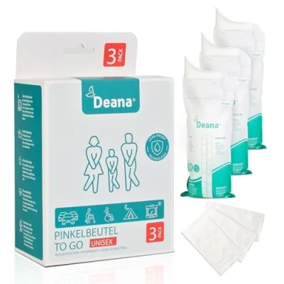 Abbildung von Deana® Pinkelbeutel 800ml (3 Stück) Mobiles Urinal &amp; Notfalltoilette für unterwegs Einweg WC Frauen, Männer Kinder Reisetoilette Auto, Camping, Festival Outdoor Notfall