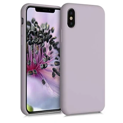 Abbildung von kwmobile Hülle kompatibel mit Apple iPhone X Silikon Handy Case Handyhülle weiche Oberfläche kabelloses Laden Purple Cloud