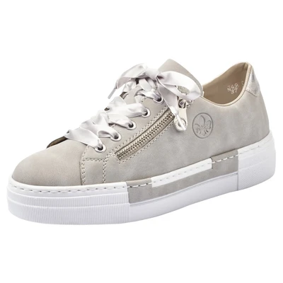 Abbildung von Rieker Plateausneaker, aus Canvas, Freizeitschuh, Halbschuh, Schnürschuh
