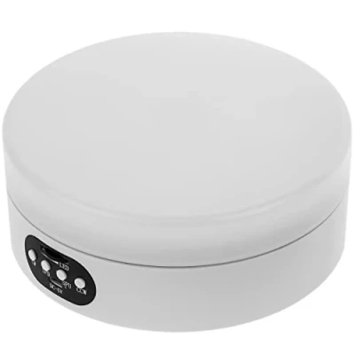 Abbildung von PrimeMatik Elektrischer Drehteller 16cm weiß mit LED Beleuchtung