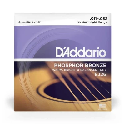 Abbildung von Addario D&#039; EJ26 Custom Light Gitarrensaiten für Akustikgitarre Phosphor Bronze, 011 , 052 (, 2 Packungen)