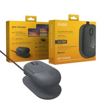 Abbildung von ZAGG Pro Mouse W/Wireless Charging Pad, Universal, Keine Batterien, Lädt mit Verwendung, Charcoal
