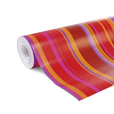 Abbildung von Clairefontaine 211202C Rolle Geschenkpapier Alliance Fantasie, große Breite, 50 x 0,70m, 60g, ideal für Ihre Geschenke, 1 Stück, Rot/Gold
