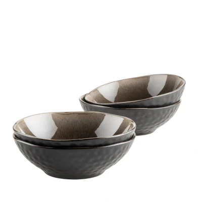 Abbildung von MÄSER 935316 Serie Niara Organic, Modernes Geschirr Set für 4 Personen in aufregendem Vintage Look, teiliges Schüssel mit besonderer Glasurkombination Schwarz und Braun, Steinzeug