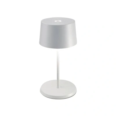 Abbildung von Zafferano, Olivia Mini Lampe, Tragbare und Wiederaufladbare Tischlampe mit Touch Control, Geeignet für Wohnzimmer Außenbereich, Dimmer, 2700 3000 K, Höhe 22 cm, Farbe Weiß