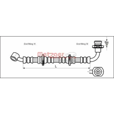 Abbildung von METZGER 4110071 Bremsschläuche 727 SUZUKI: Vitara I SUV Cabrio, Grand 1 SUV,