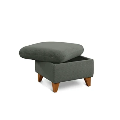Abbildung von CAVADORE Stauraum Hocker Trend / Skandinavischer mit eichefarbenen Holzfüßen 249 x 86 162 Cord, Dunkelgrau