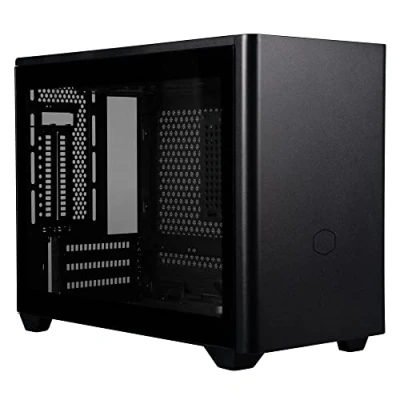 Abbildung von Cooler Master MasterBox NR200P Mini ITX PC Gehäuse Seitenwand aus gehärtetem Glas, gute Kühloptionen, vertikales GPU Display, werkzeuglose 360 Grad Zugänglichkeit schwarz