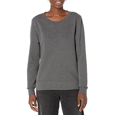 Abbildung von Amazon Essentials Damen Sweatshirt aus French Terry Fleece mit Rundhalsausschnitt (Erhältlich in Übergröße), Dunkelgrau Meliert, XS